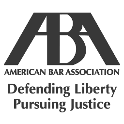 Logo of the american bar association with the slogan "defending liberty pursuing justice.