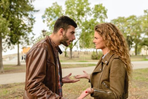 couple in park arguing