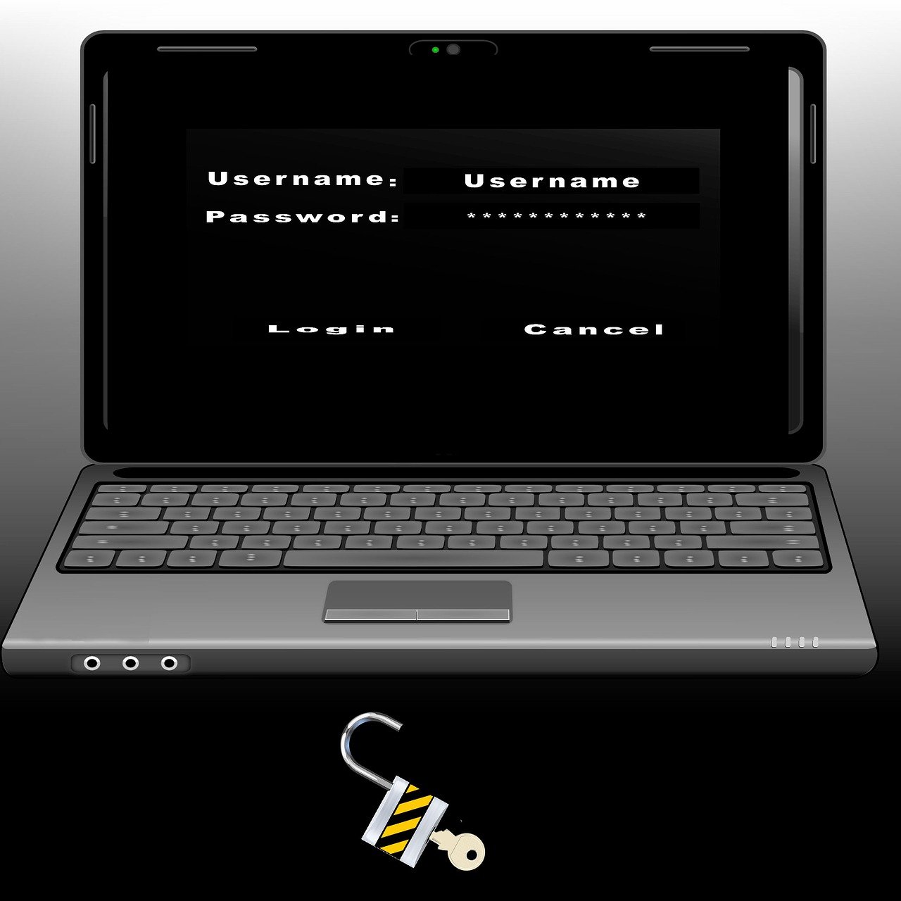 username and password on computer screen